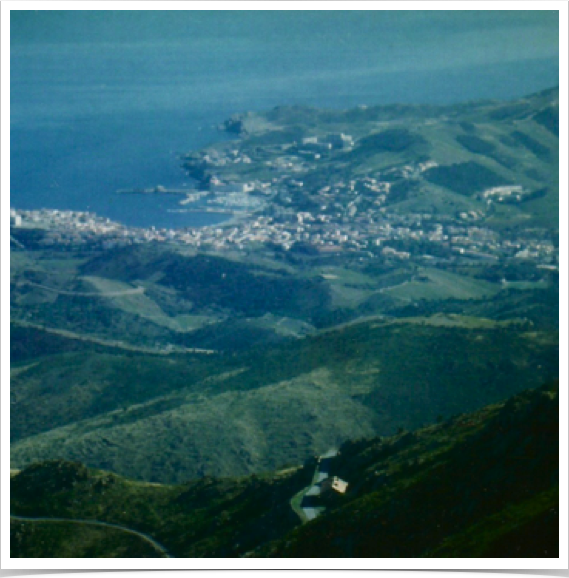View of Banyuls-sur-Mer and OOB - hiking the nearby Pyrenees mountains.